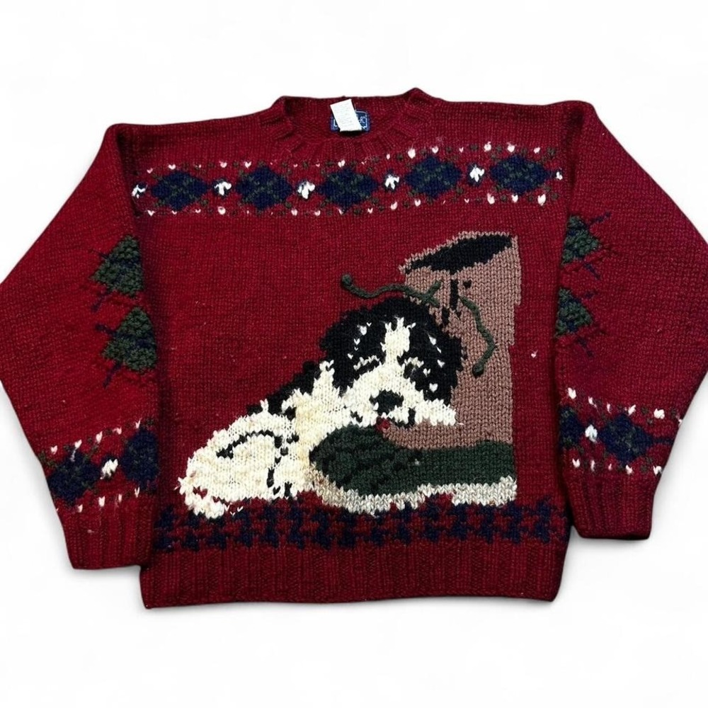Vintage‎ Woolwich 100% Wool Pullover Dog Lovers cottage core Sweater medium